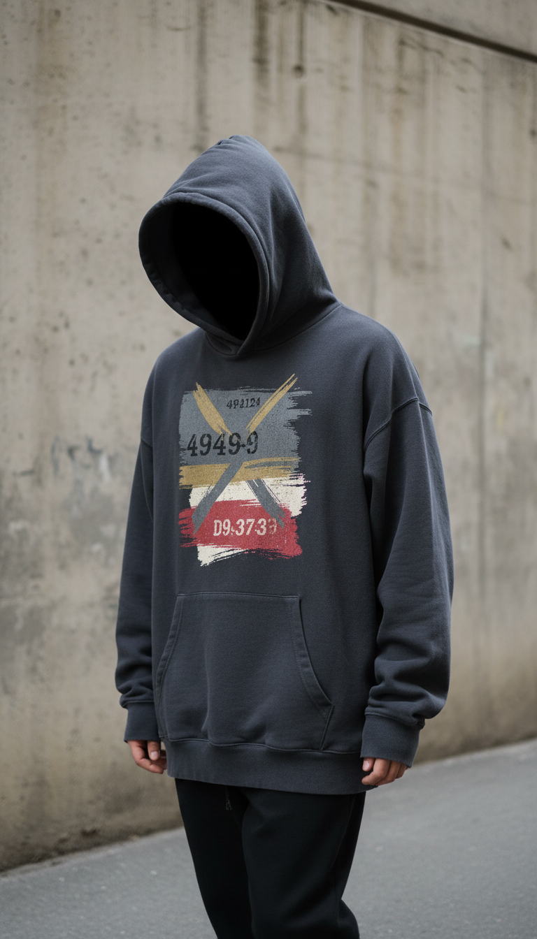 Oversized Graphic Hoodie with Raised Print