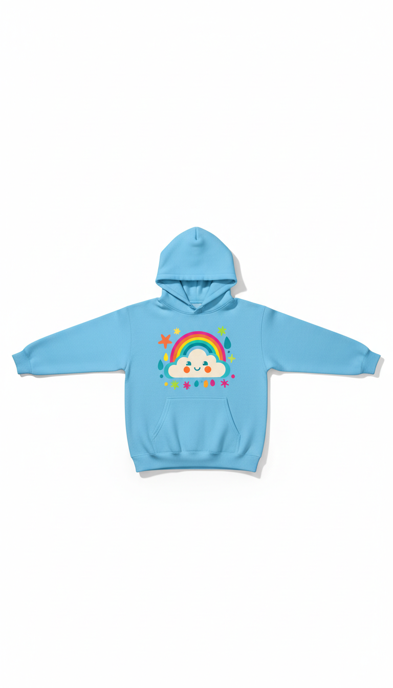 Sky blue kids hoodie with illustration