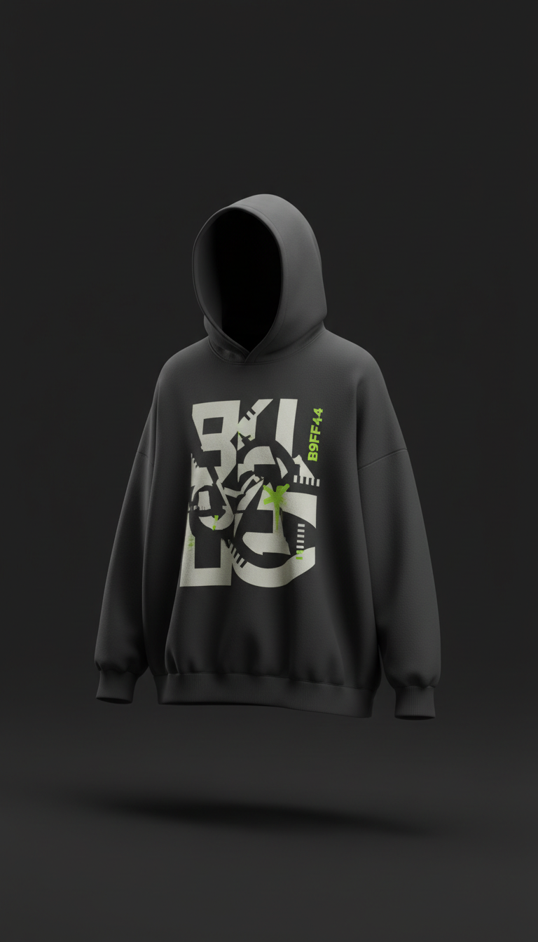 Oversized Hoodie Monochrome Graphic