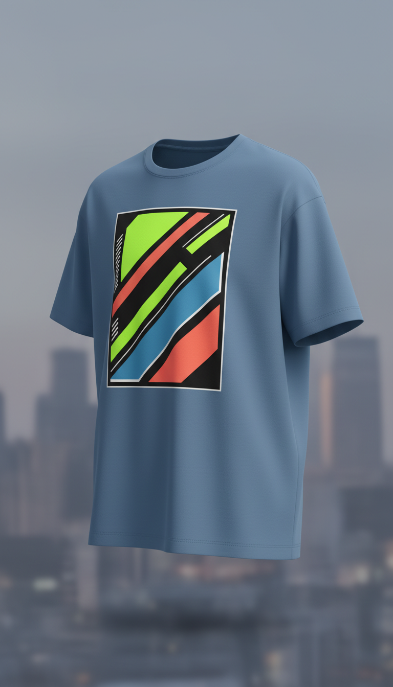 Steel blue men's graphic tee