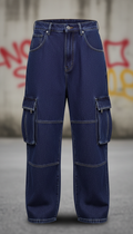 Oversized Indigo Denim Cargo Pants